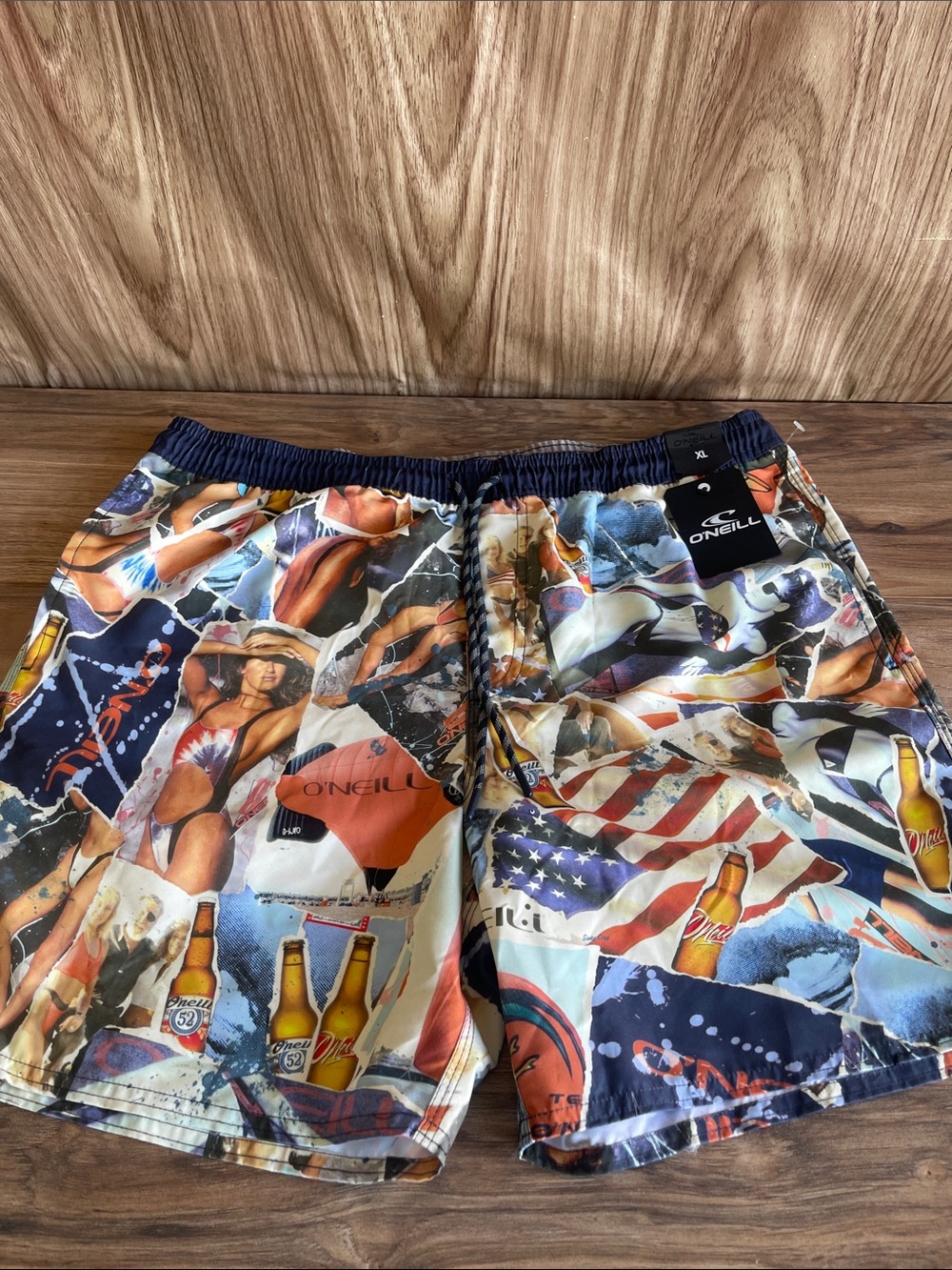 NWT O'Neill Men's Navy Multicolor Collage Swim Shorts Size XL